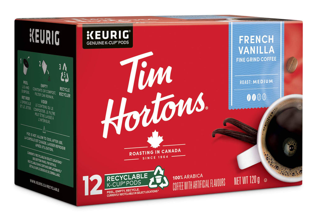 Tim Hortons, Keurig (K-Cups) French Vanilla Coffee, 12 Count, (Imported from Canada)