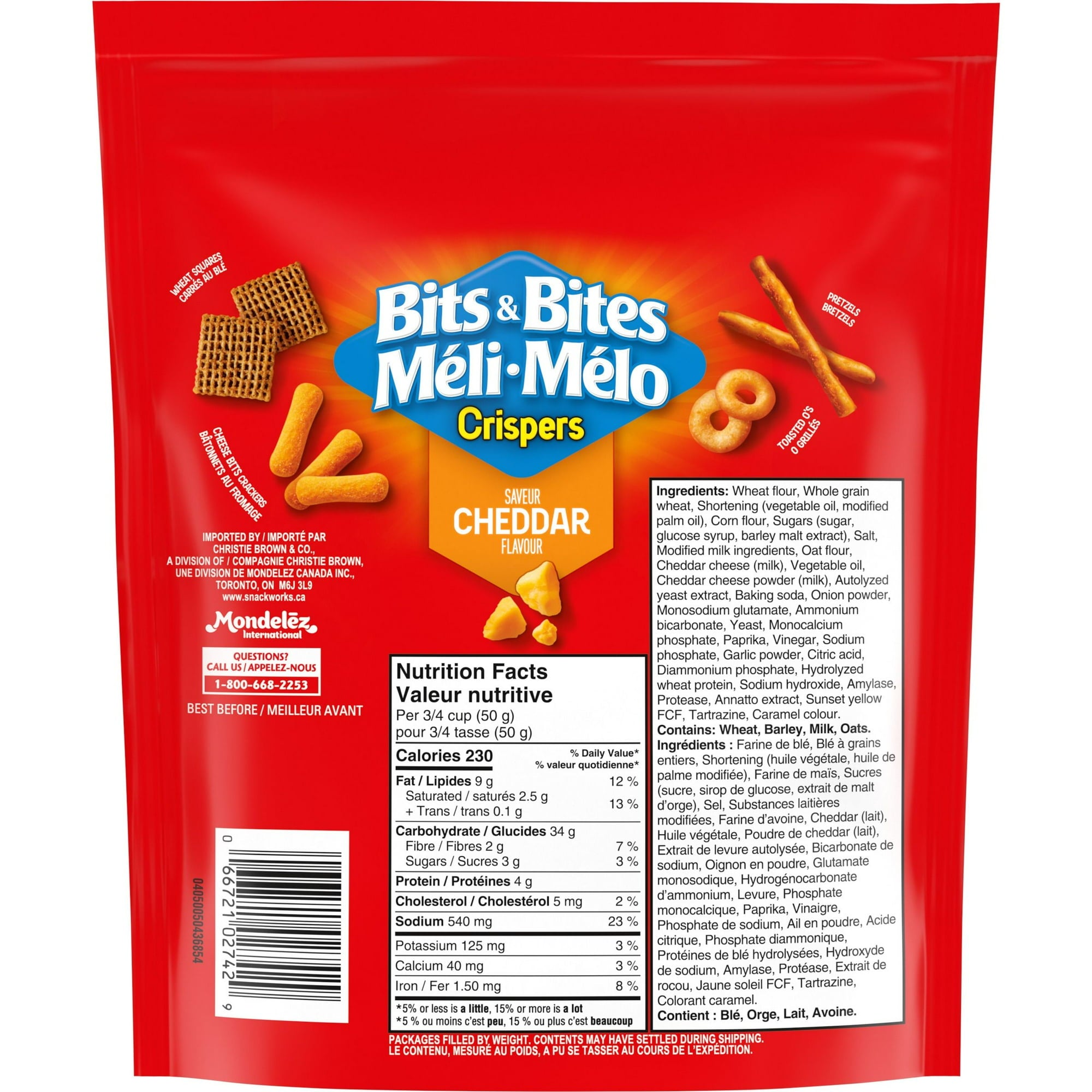 Christie Bits & Bites Crispers Cheddar Snack Mix back