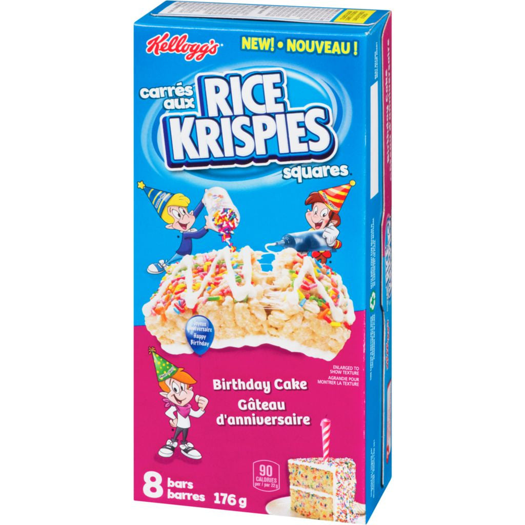 KELLOGG'S Rice Krispies Birthday Cake Bars (8ct) 176g/6.2 oz {Imported from Canada}