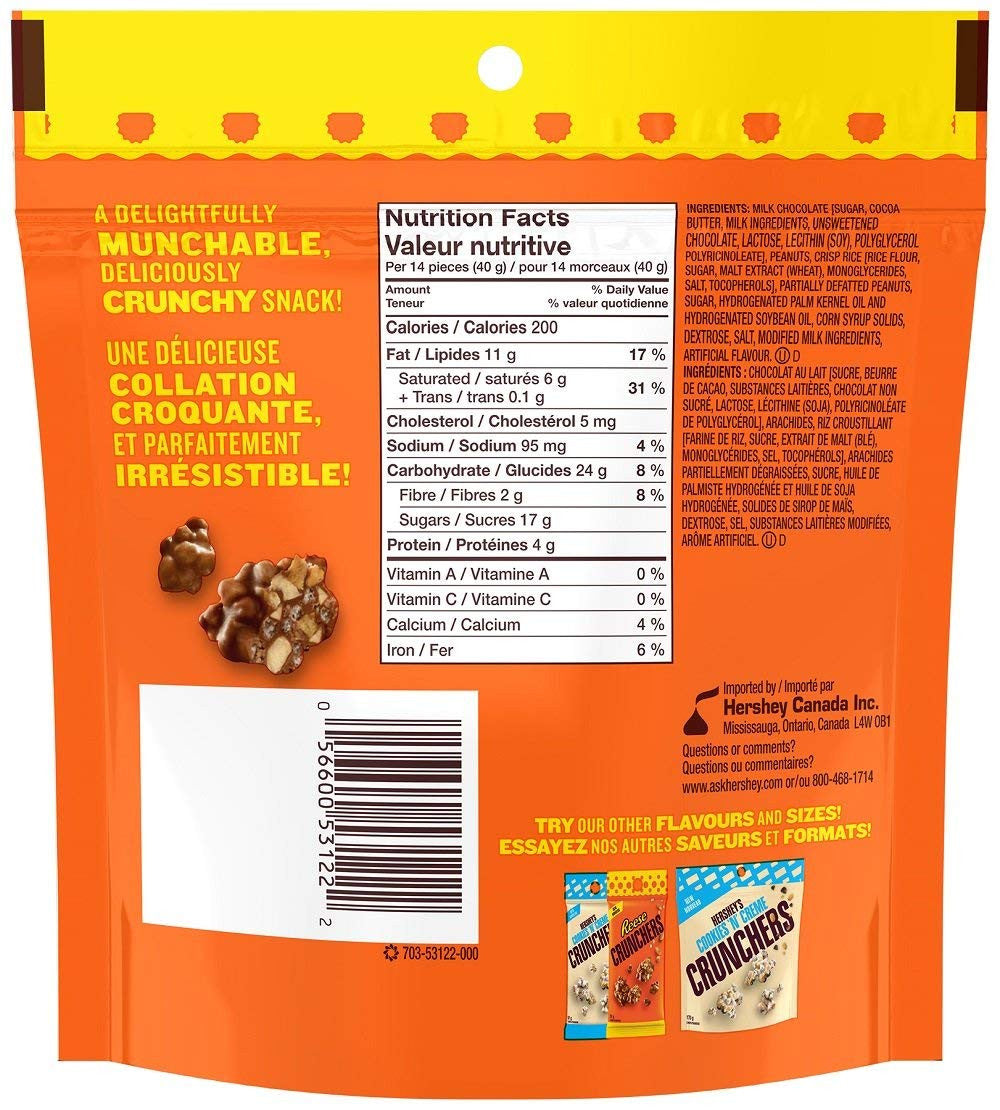 REESE CRUNCHERS Chocolate Peanut Butter Mix, 170g/6 oz, (Imported from Canada)