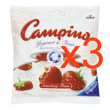 Campino Yogurt & Fruit Candies, 3 bags, Strawberry, (120g / 4.2oz){Imported from Canada}