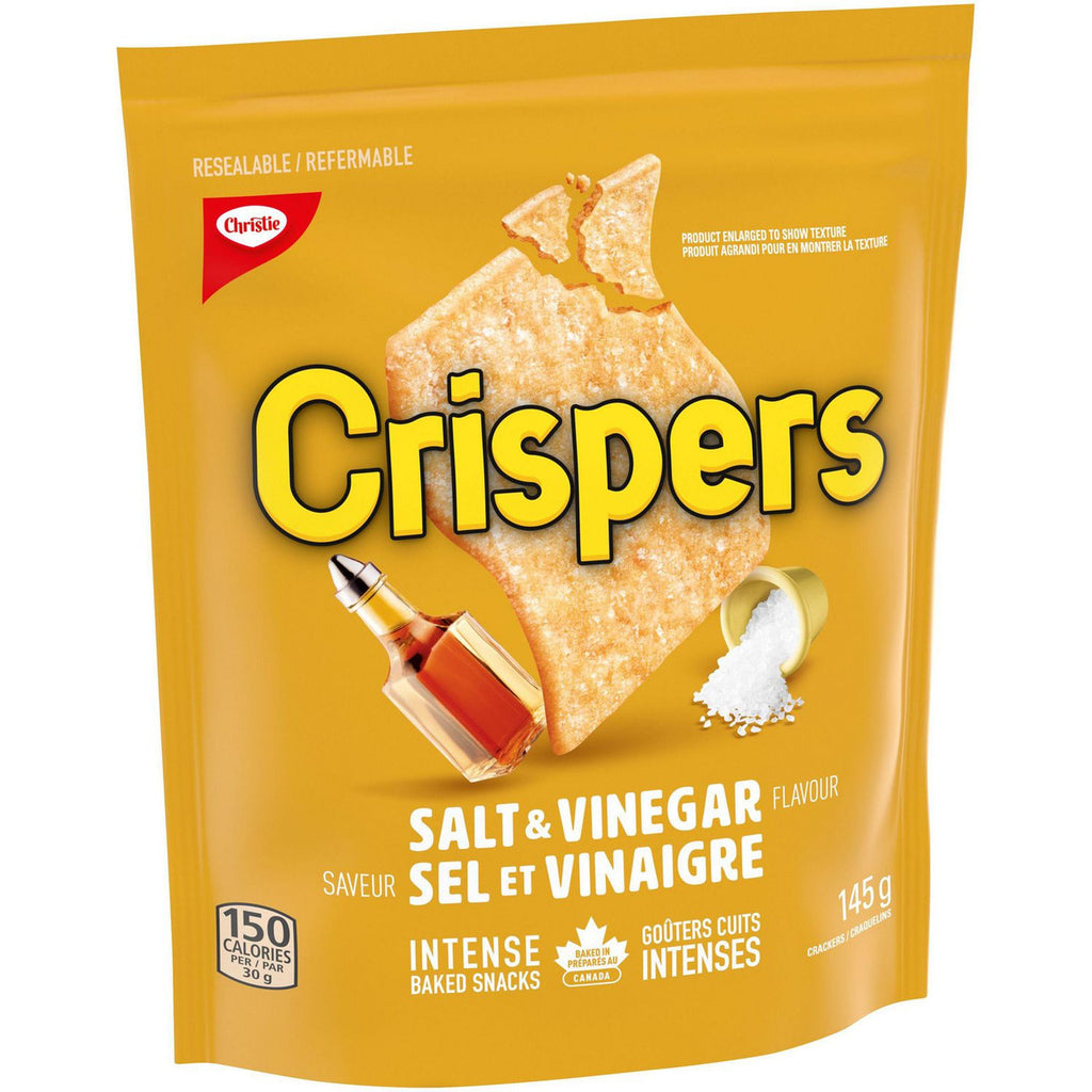 Christie Crispers, Salt & Vinegar Crackers, 145g/5.1 Ounce, Bag, {Imported from Canada}