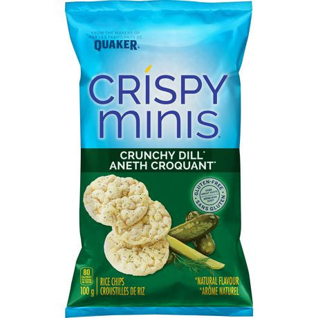 Quaker Crispy Minis Rice Chips Crunchy Dill 100g (Imported from Canada)