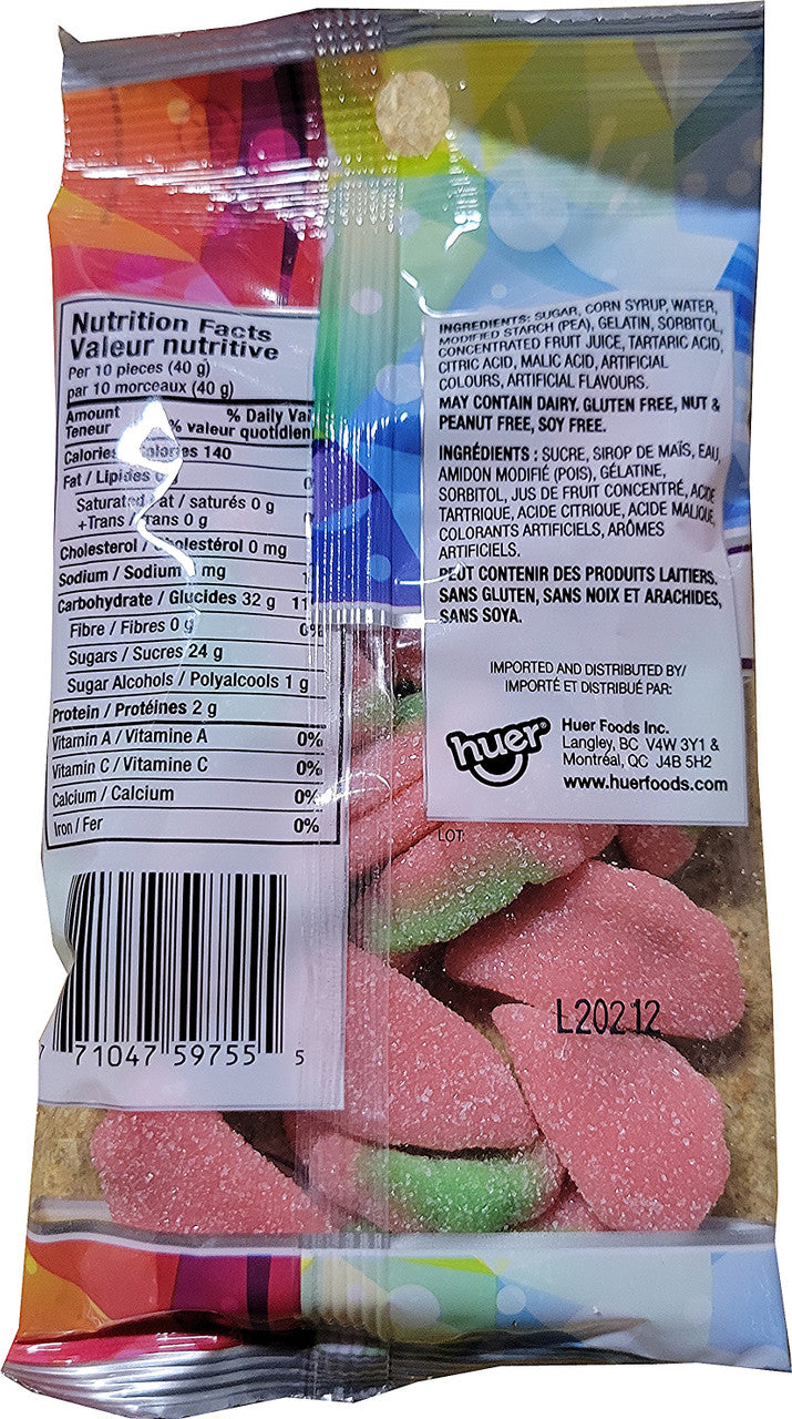 Huer Sour Watermelon Gummy Candy, 75g/2.6 oz., Peg Bag, {Imported from Canada}