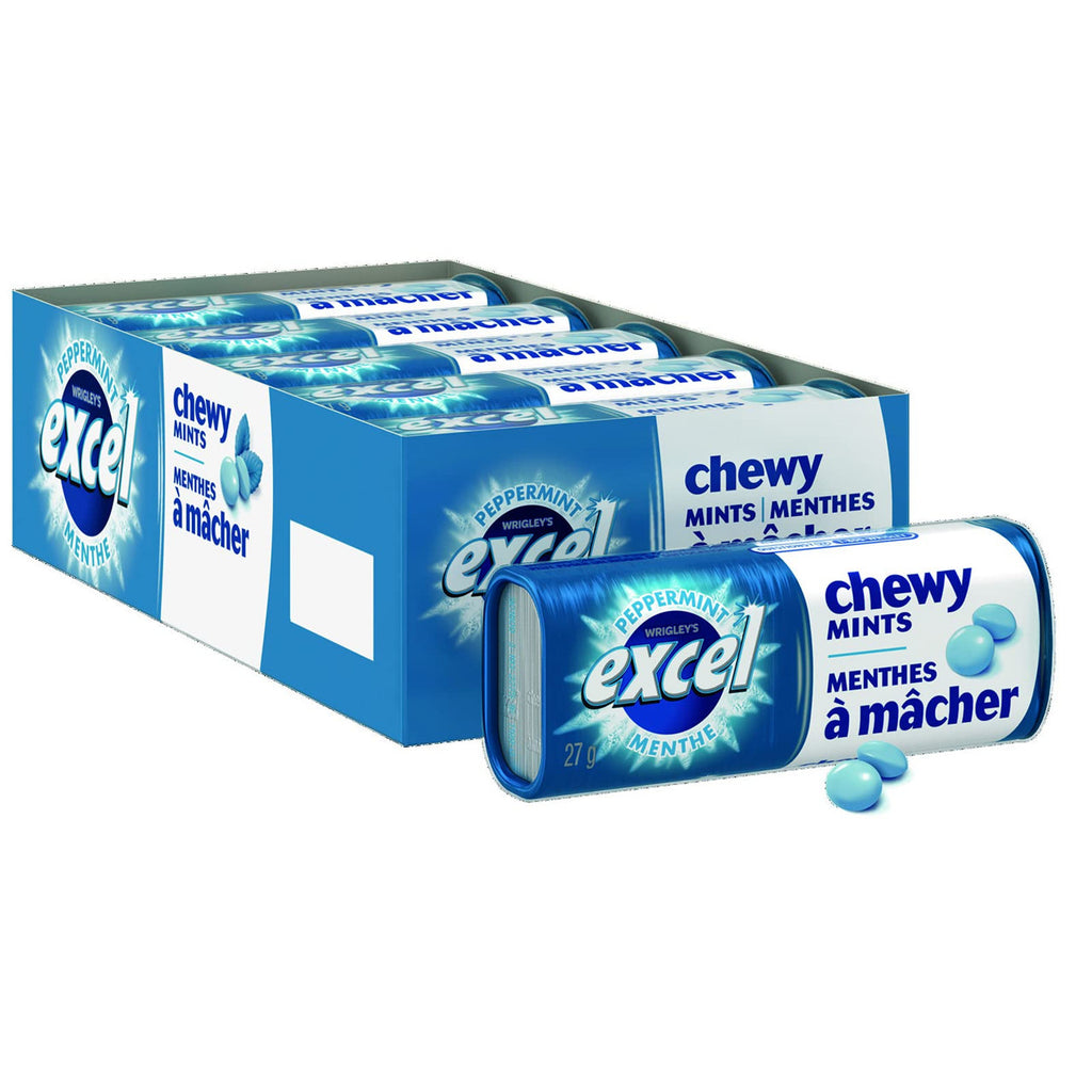 Excel Chewy Mints Peppermint, 27g x 10 Count (Imported from Canada)