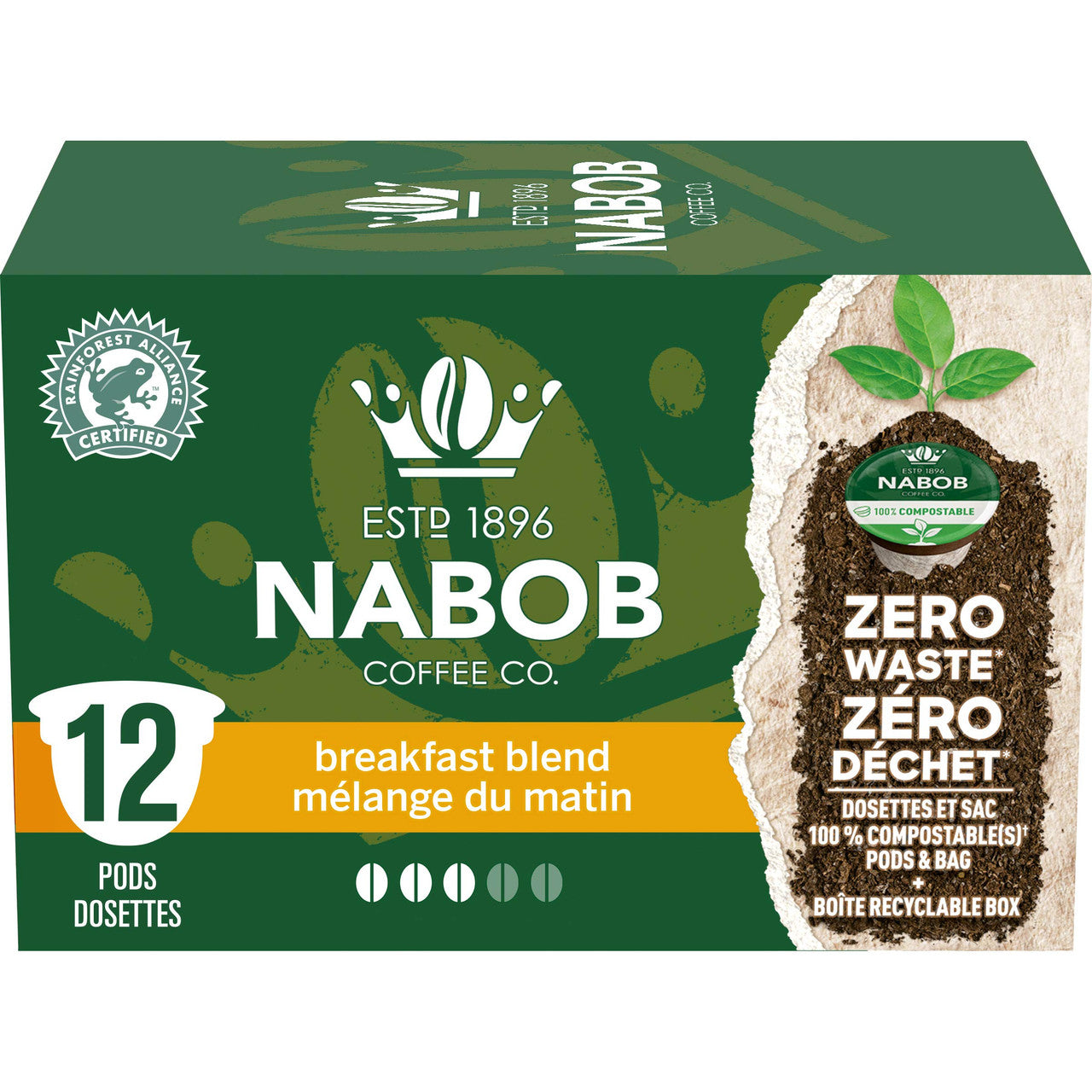 Kraft Nabob Breakfast Blend Coffee Pod, Compatible with Keurig K-Cup Brewers, 12-Count
