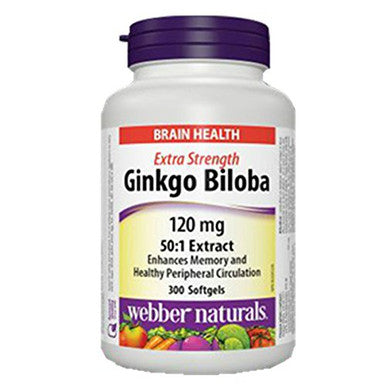 Webber Naturals Ginkgo Biloba 120mg 300 Softgels{Imported from Canada}