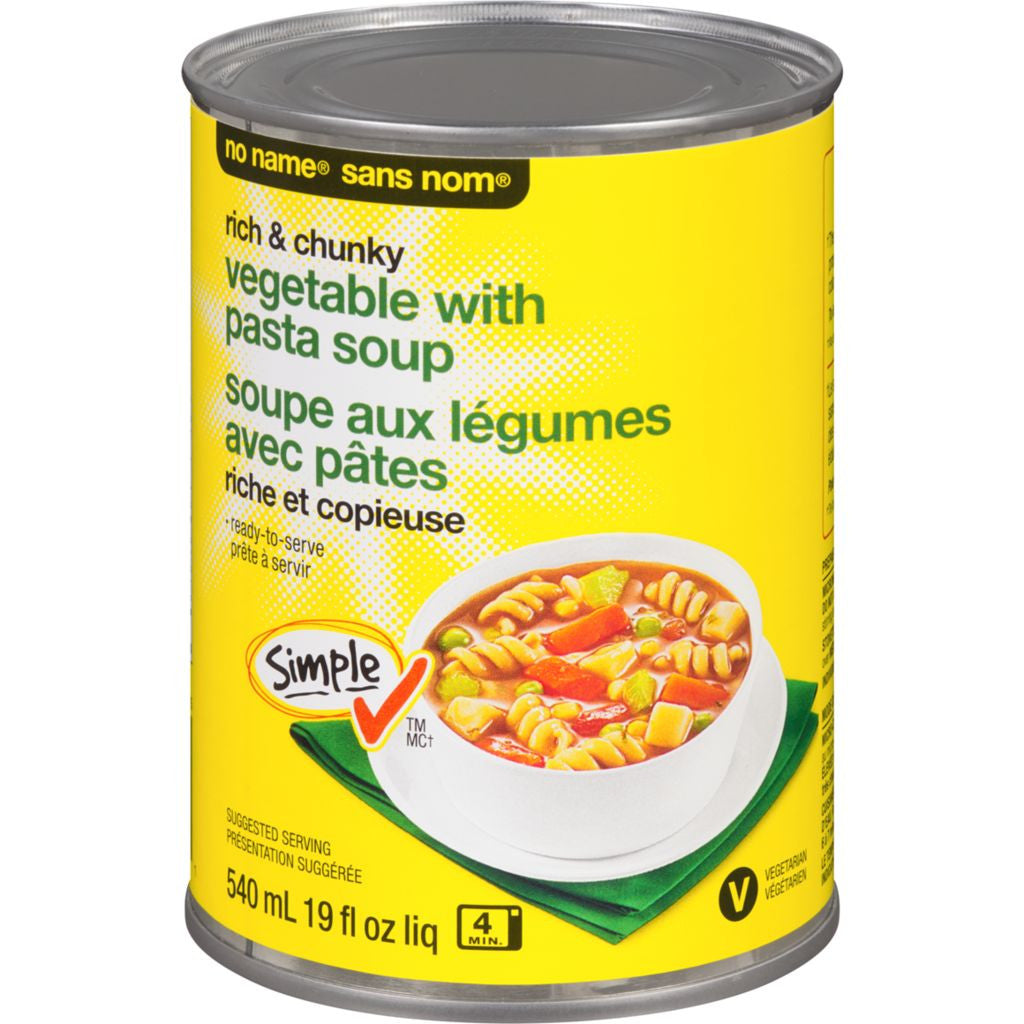 NO NAME, Rich & Chunky, Vegetable Pasta Soup, 540mL/18.3 fl.oz., {Imported from Canada}