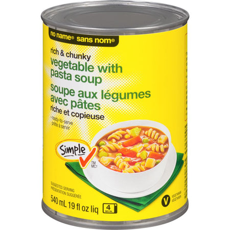 NO NAME, Rich & Chunky, Vegetable Pasta Soup, 540mL/18.3 fl.oz., {Imported from Canada}