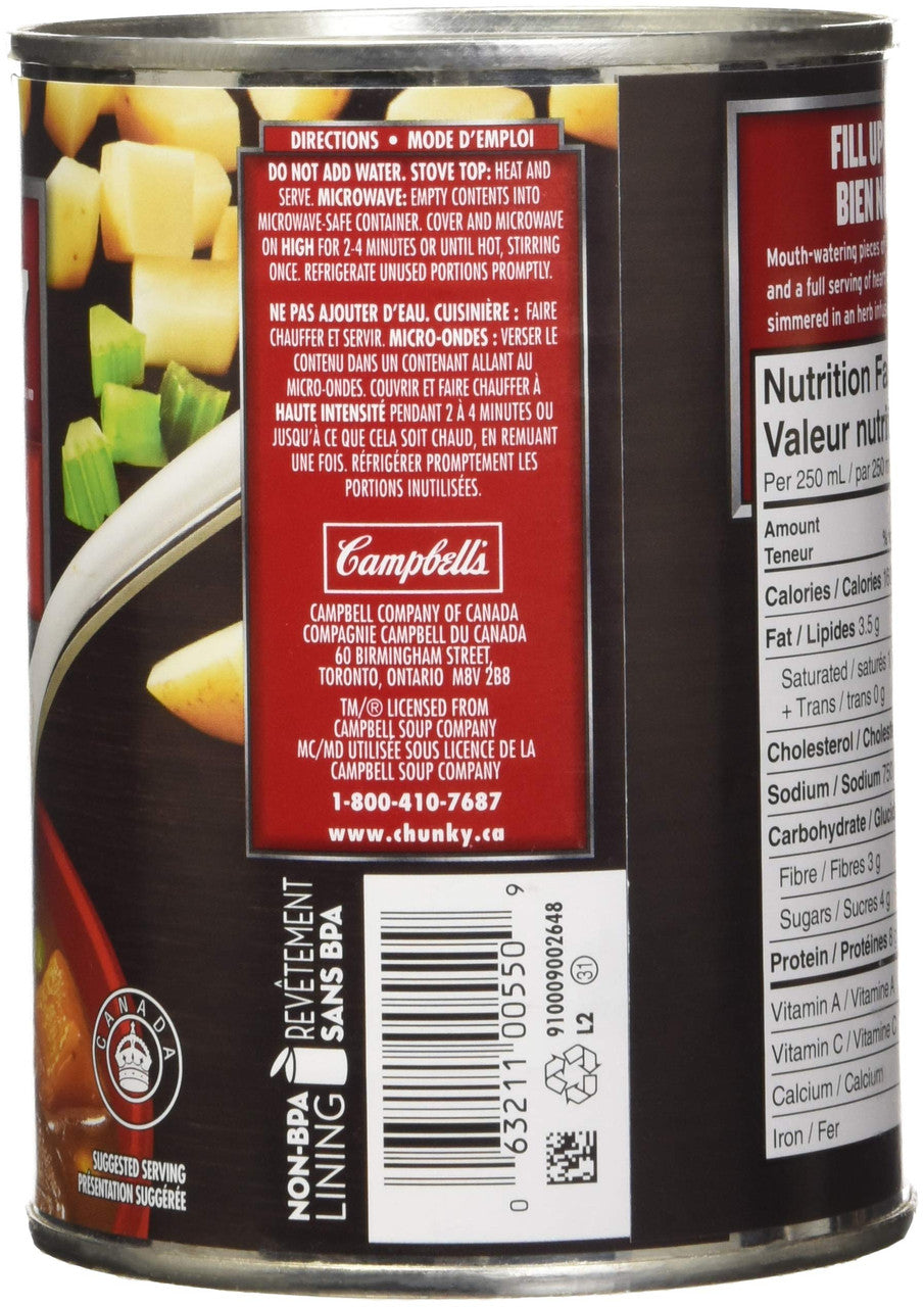 Campbell's Chunky Beef Soup, 540 ml/18.3 oz., (Imported from Canada)