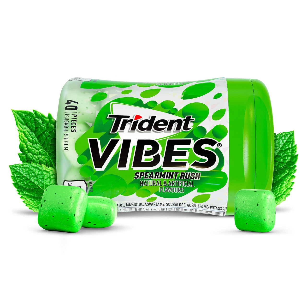 Trident Vibes Spearmint Rush 40-Piece Bottle, 6 Count, {Imported from Canada}