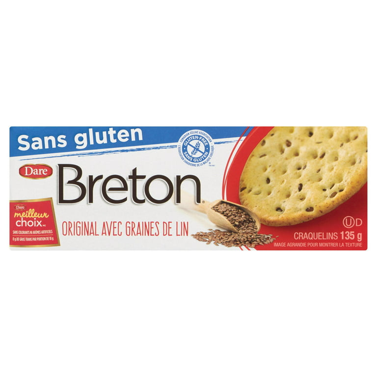 Dare Breton Gluten Free Original With Flax Crackers, 135g/4.7 oz. Box {Imported from Canada}