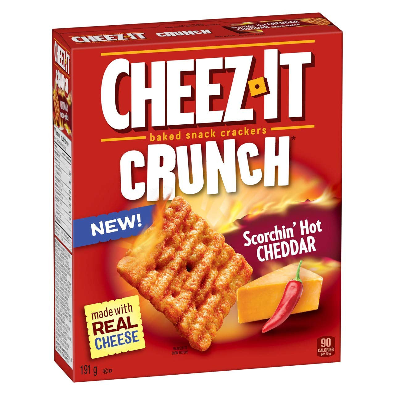 Cheez-It Baked Snack Crackers Crunch Scorchin' Hot Cheddar, 191g/6.7oz., {Imported from Canada}