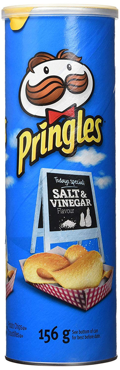 Pringles Salt & Vinegar Potato Chips 156g/5.5oz, Cans, 14 Pack, {Imported from Canada}