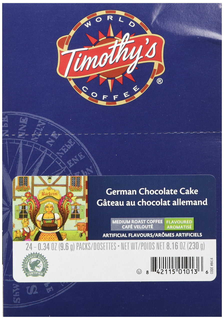 Timothy's World Coffee German Chocolate Cake K-cup for Keurig Brewers, 96ct