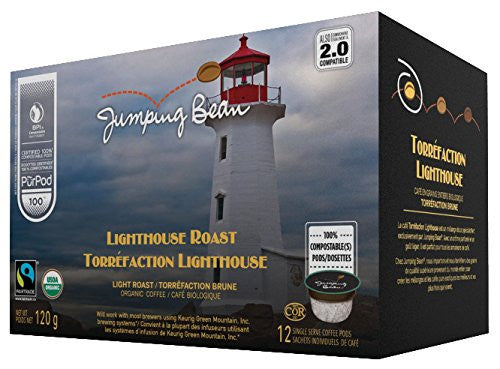 Jumping Bean Lighthouse Light Roast Fairtrade Organic 100% Compostable Coffee Pods - 12ct