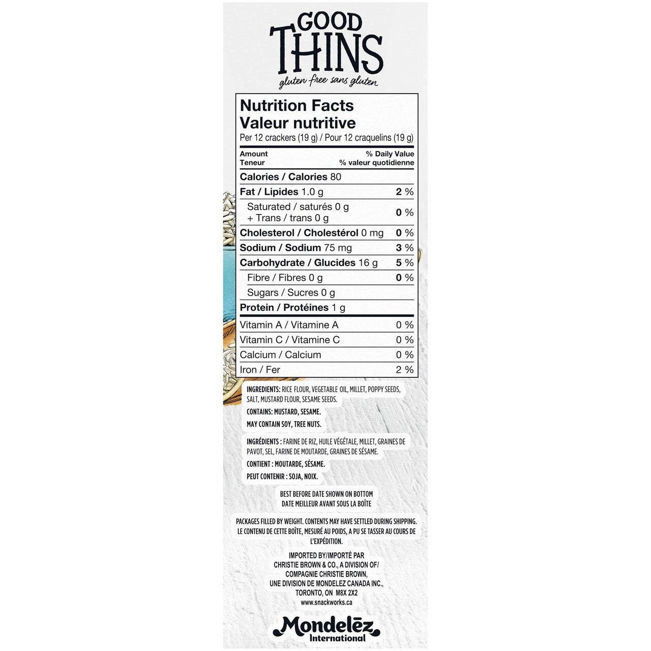 Good Thins Rice Thins Multigrain Saltines, 100g/3.5oz, (Imported from Canada)