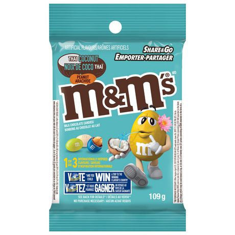 M&M'S Thai Coconut Chocolate Candy, Peg Bag, 109g/3.8oz, (Imported from Canada)
