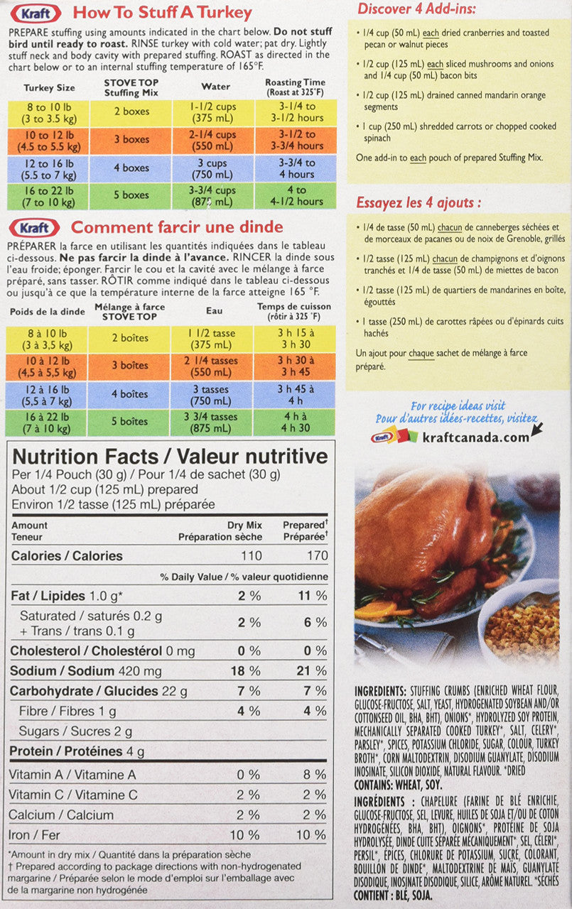 Kraft, Stove Top Stuffing Mix, Turkey, 120g/4.2oz., {Imported from Canada}