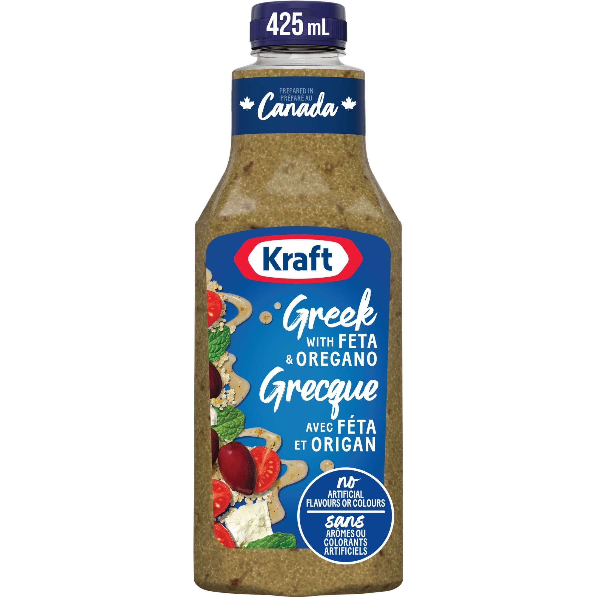 Kraft Greek Feta & Oregano Salad Dressing 425ml/14.4 oz., Bottle, front of bottle