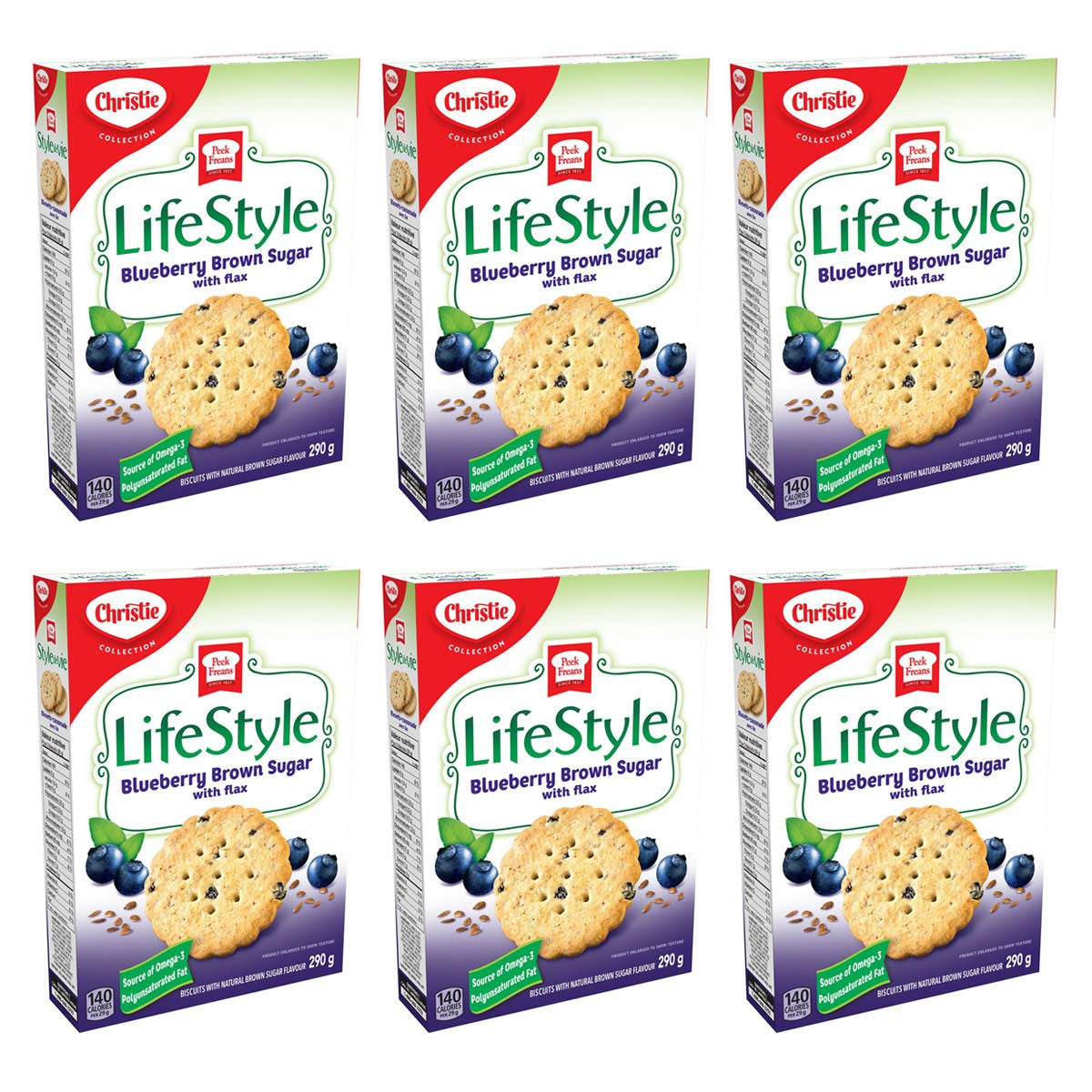 Peek Freans Blueberry Brown Sugar with Flax Lifestyle Selections Cookies, 290g/10oz, 6-Pack {Imported from Canada}