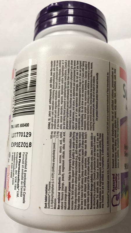 Webber Naturals Super Sleep Melatonin Plus L-Theanine & 5-HTP, 90 soft tablets