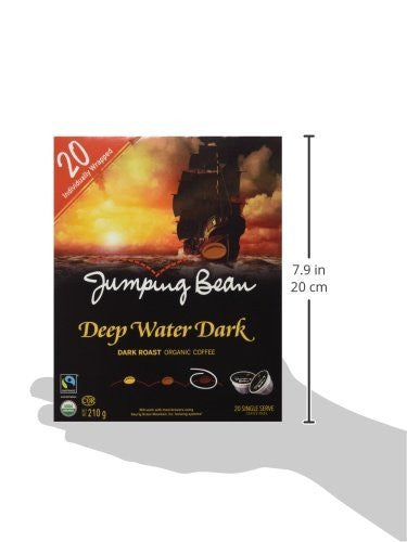 Jumping Bean Deep Water Dark Organic Single Serve Coffee Pods, 20ct {Imported from Canada}