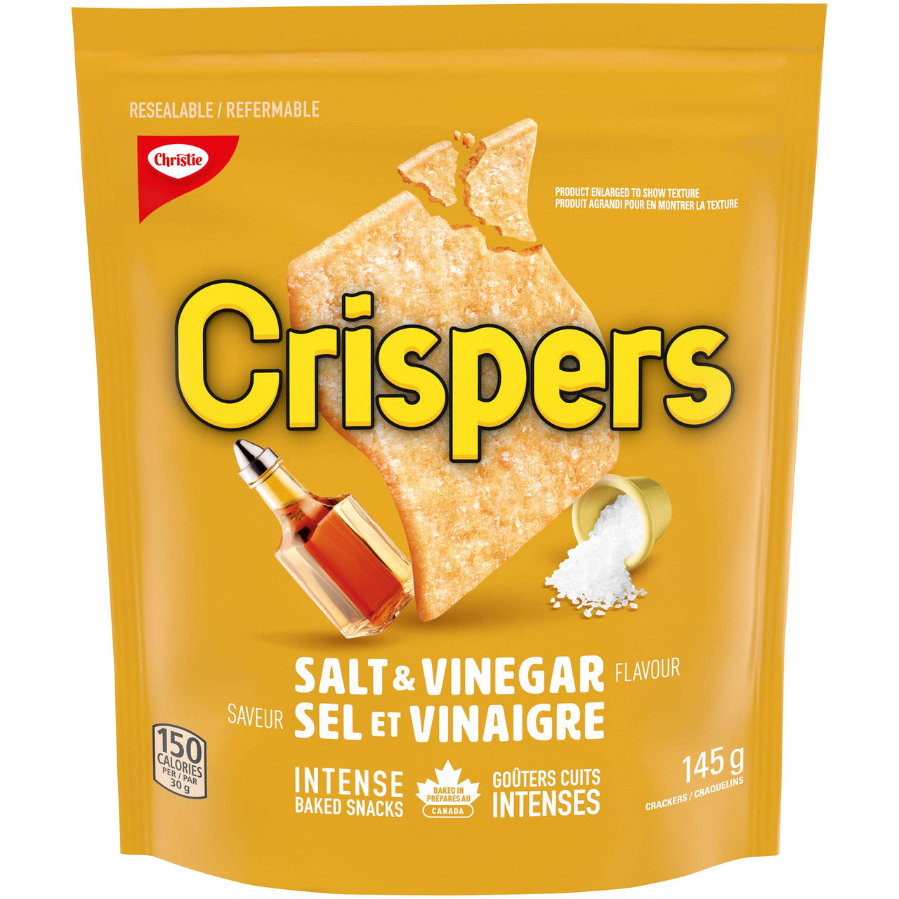 Christie Crispers, Salt & Vinegar Crackers, 145g/5.1 Ounce, (12 Pack), {Imported from Canada}