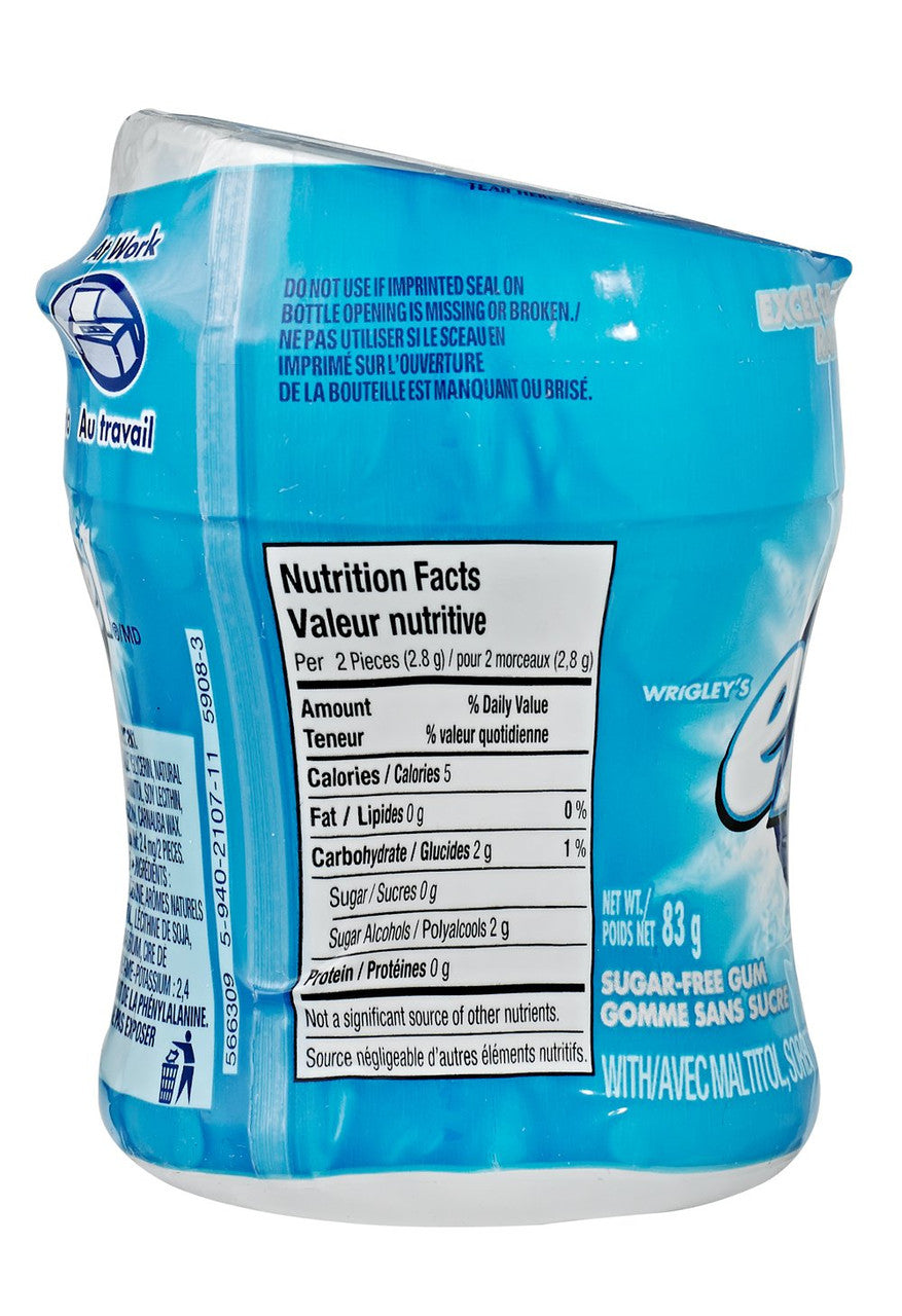 Excel Sugar-Free Gum, Peppermint, 60pc Bottle, 6 Count, {Imported from Canada}