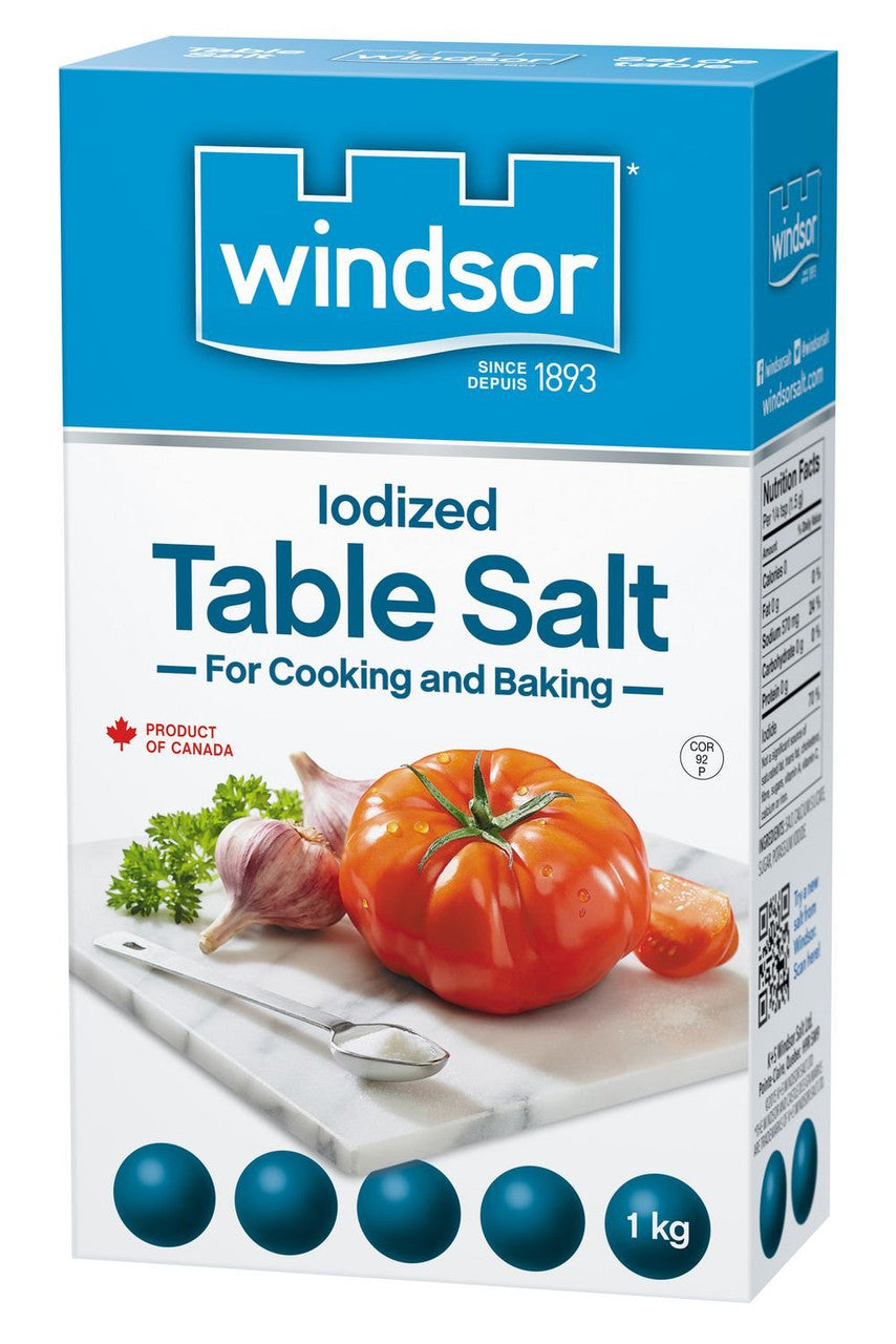 WINDSOR Table Salt, 1 KG/35.3oz., {Imported from Canada}
