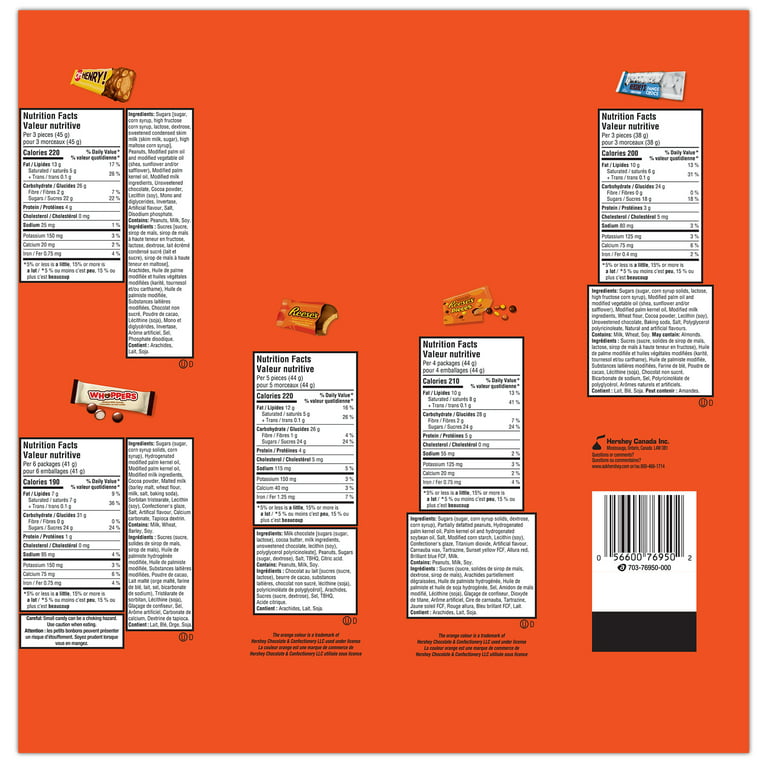 Hershey's Halloween Assorted Chocolate and Candy Value Bag, 50ct., 513g/1.1 lbs., {Imported from Canada}