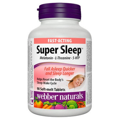 Webber Naturals Super Sleep Melatonin Plus L-Theanine & 5-HTP, 90 soft tablets