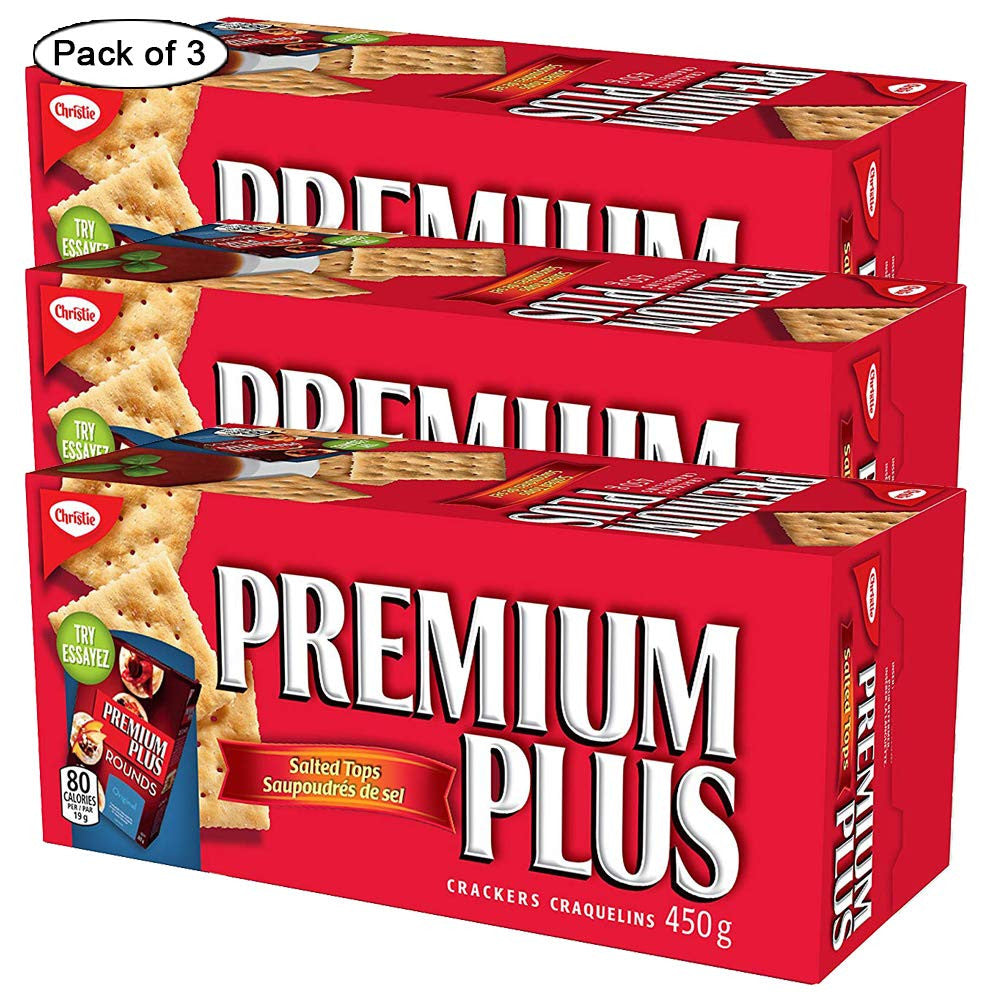 Christie Premium Plus Salted Crackers, 450g/15.9oz, (Pack of 3) (Imported from Canada)