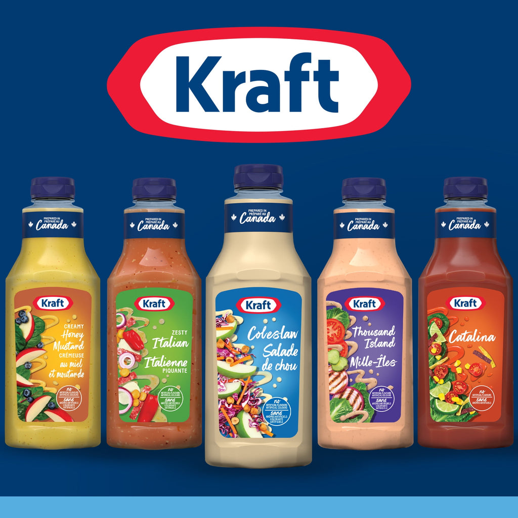 Different flavors of Kraft Dressings