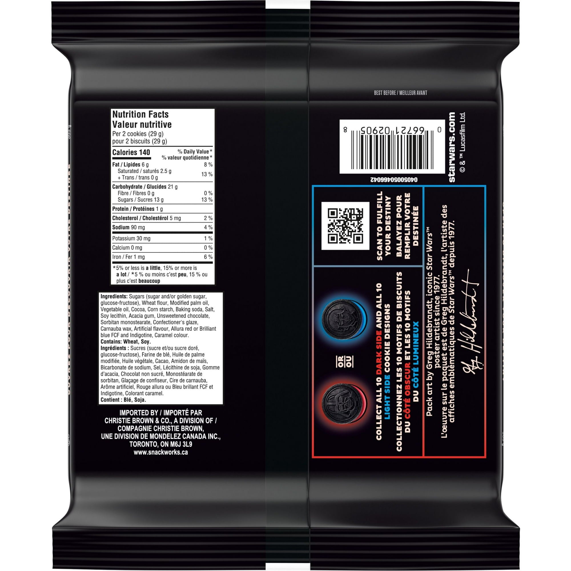 Star Wars Oreos 303g back of package