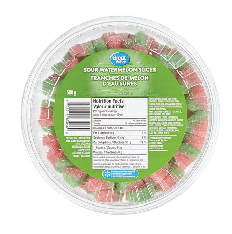Great Value, 500g/1.1lbs., Tub of Sour Watermelon Slices, {Imported from Canada}