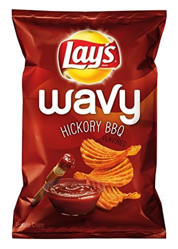 Lay's Potato Chips Wavy Hickory BBQ, (1 Large Bag), {Imported from Canada}