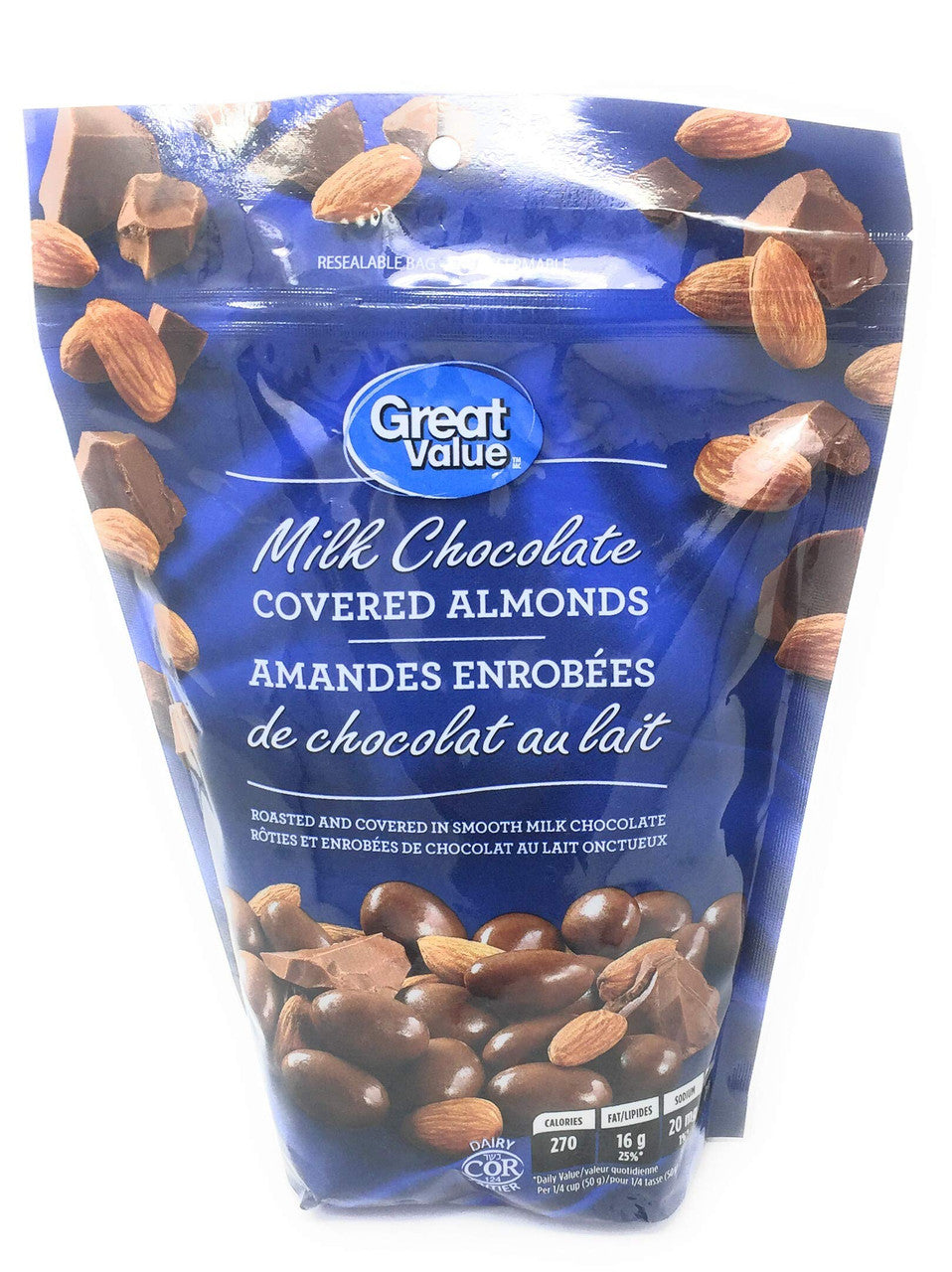 Great Value Milk Chocolate Covered Almonds, 700g/24.7 oz., {Imported from Canada}