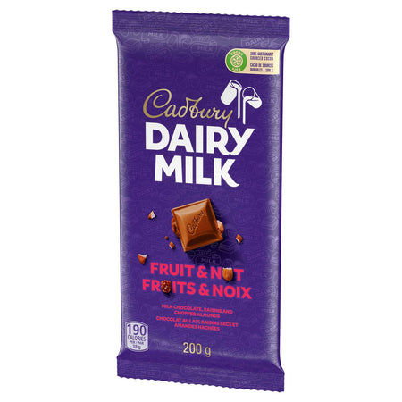 Cadbury Dairy Milk Fruit & Nut Candy Bar, 200g/7oz. (Imported from Canada)