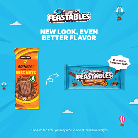 MR BEAST FEASTABLES Peanut Butter Milk Chocolate Bar, 60g/2.1 oz. - Bar