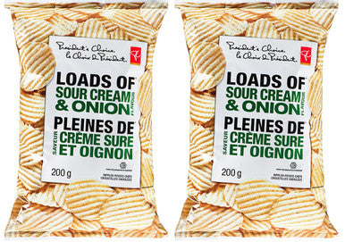 Presidents Choice Loads Of Creamy Ripple Sour Cream & Onion Chips 200g/7.05oz {Imported from Canada}