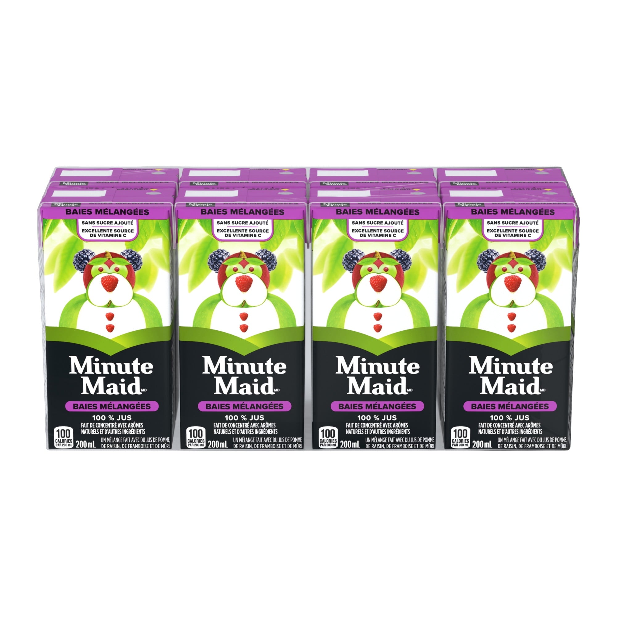 Minute Maid Mixed Berry Juice Boxes Perfect for On-The-Go, 8x200ml, 1.6L/56.4 fl. oz - Back Of Package