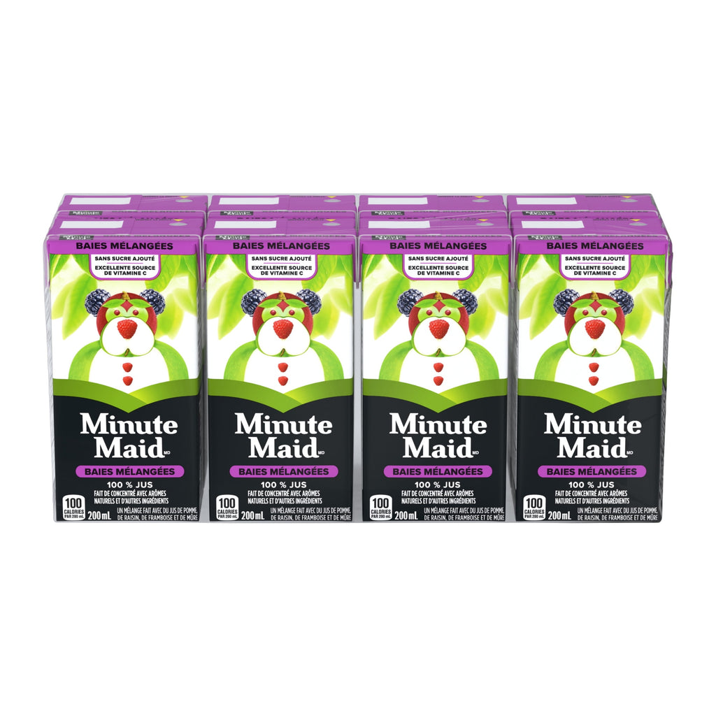 Minute Maid Mixed Berry Juice Boxes Perfect for On-The-Go, 8x200ml, 1.6L/56.4 fl. oz - Back Of Package