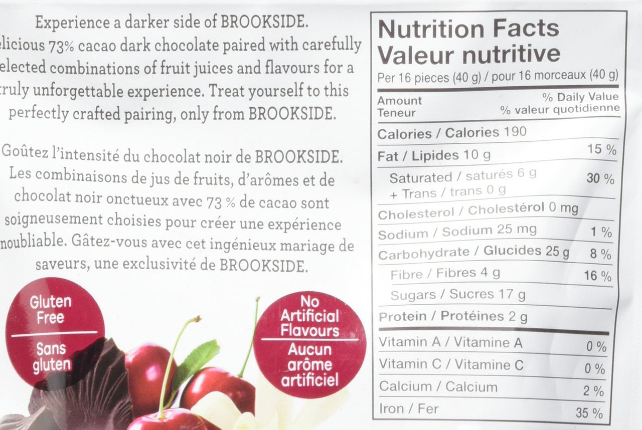 BROOKSIDE, Dark Chocolate, Cherry and Tahitian Vanilla, 200g/7.1oz., {Imported from Canada}