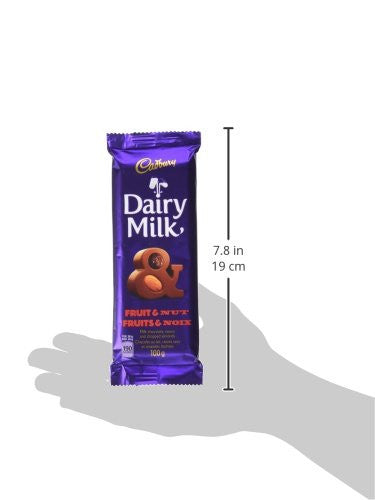 Cadbury Dairy Milk Chocolate Bar, Fruit & Nut Flavour, 100g/3.5oz per Bar, (3 Pack) {Imported from Canada}