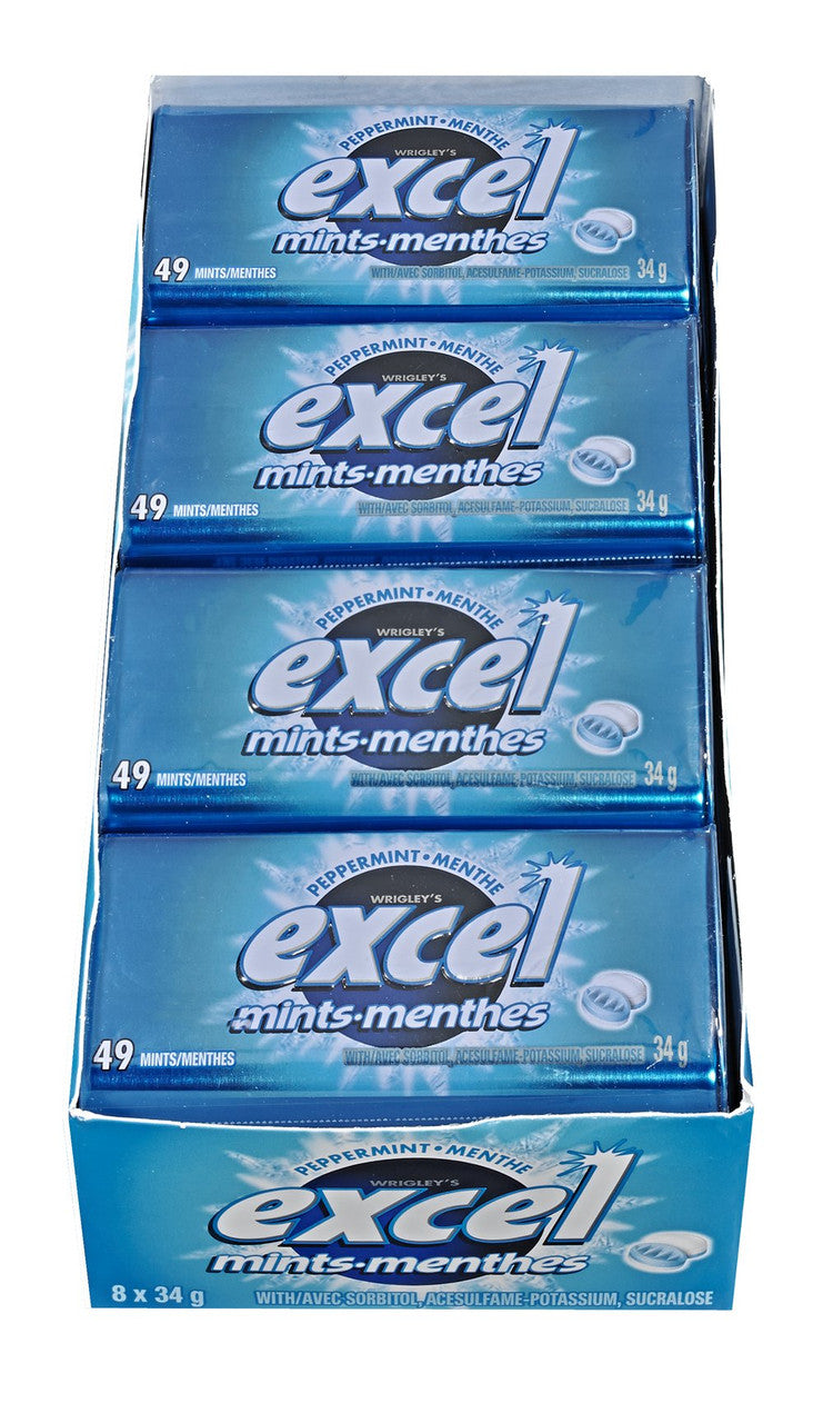 Canadian Peppermints Excel Mints Peppermint, 34gm Tin, 8 Count (Imported from Canada)