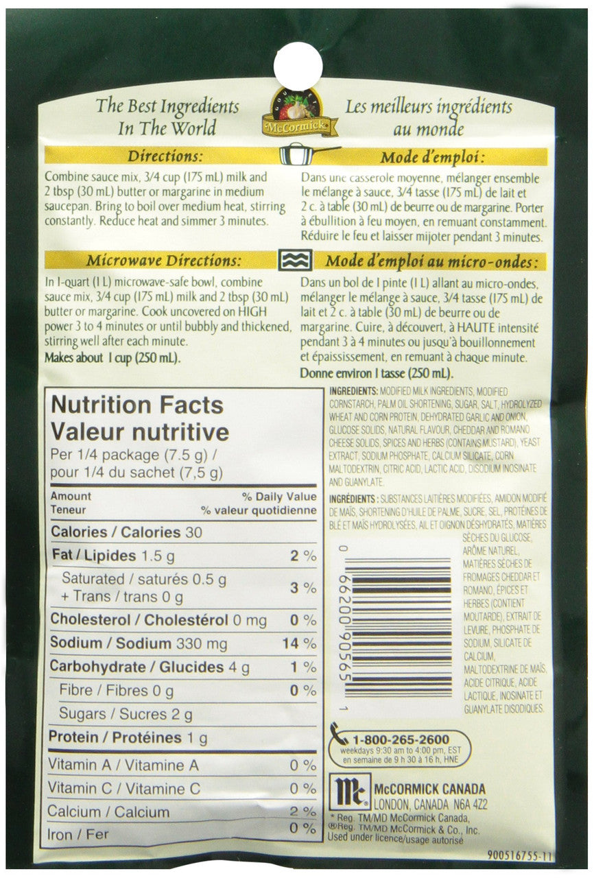 McCormick International Alfredo Sauce Mix, 30g/1.1oz., {Imported from Canada}