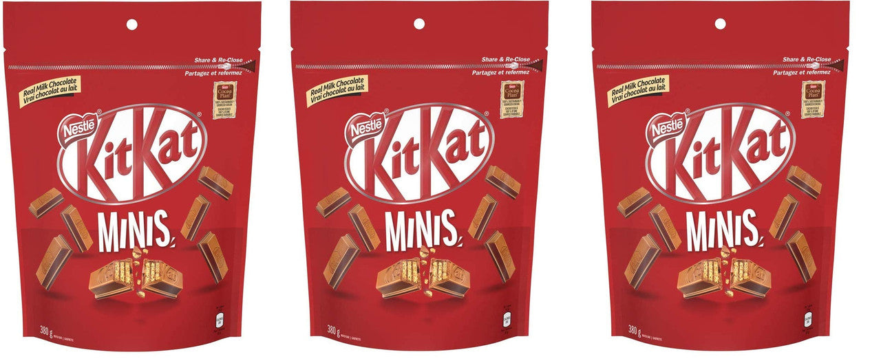 Kit Kat Chocolate Minis 380g/13.4oz., Pouch, 3pk., {Imported from Canada}