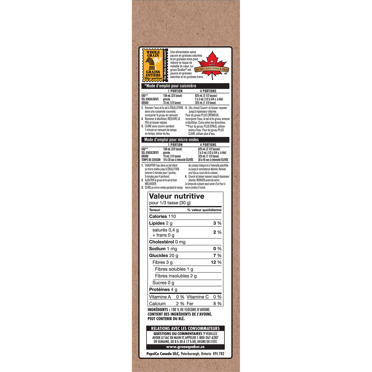 Quaker One Minute Oats 900g/31.7 oz {Imported from Canada}