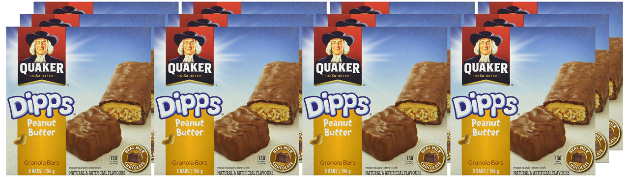 Quaker Dipps Peanut Butter Granola Bars, 5 Bar Pack (Pack of 12) 